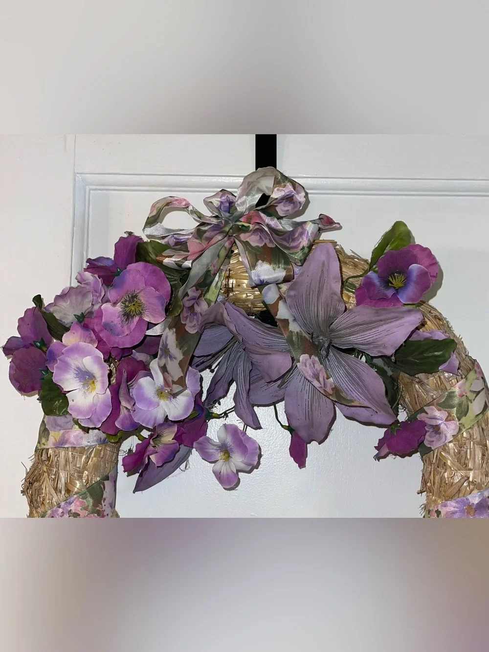 Purple Floral Home Holiday 18 Inch Wreath